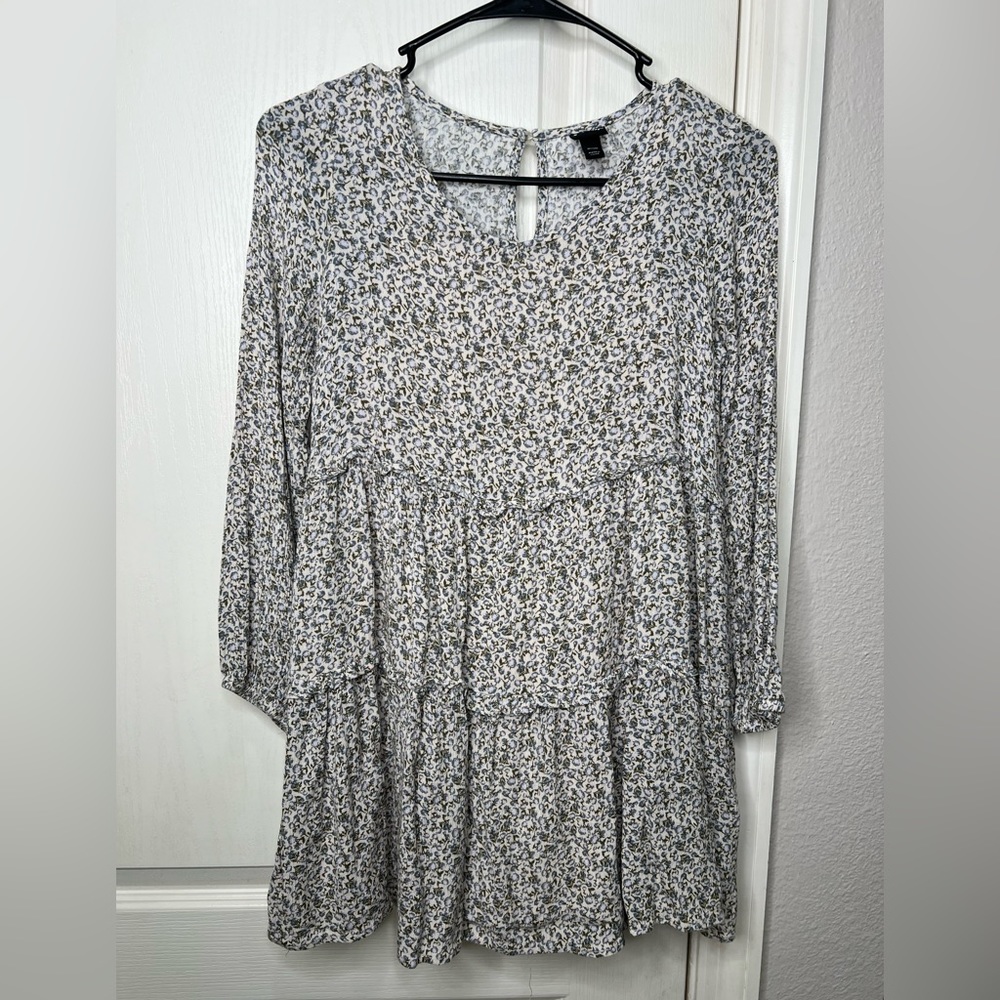 Art Class Girls' Floral Long Sleeve Woven Tiered Dress Various Sizes M 7/8